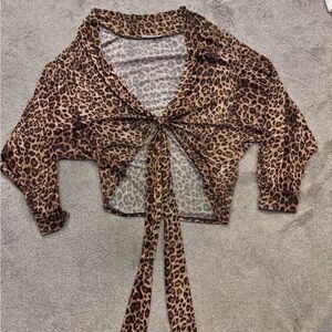 Leopard Print Tie-Front Top